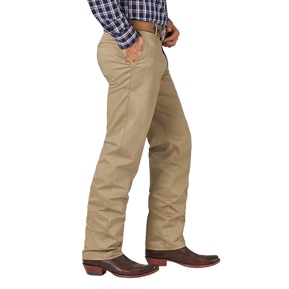 Wrangler Men's Western Casual Flat Front High Rise Relaxed Fit Pants - Khaki - Image 3