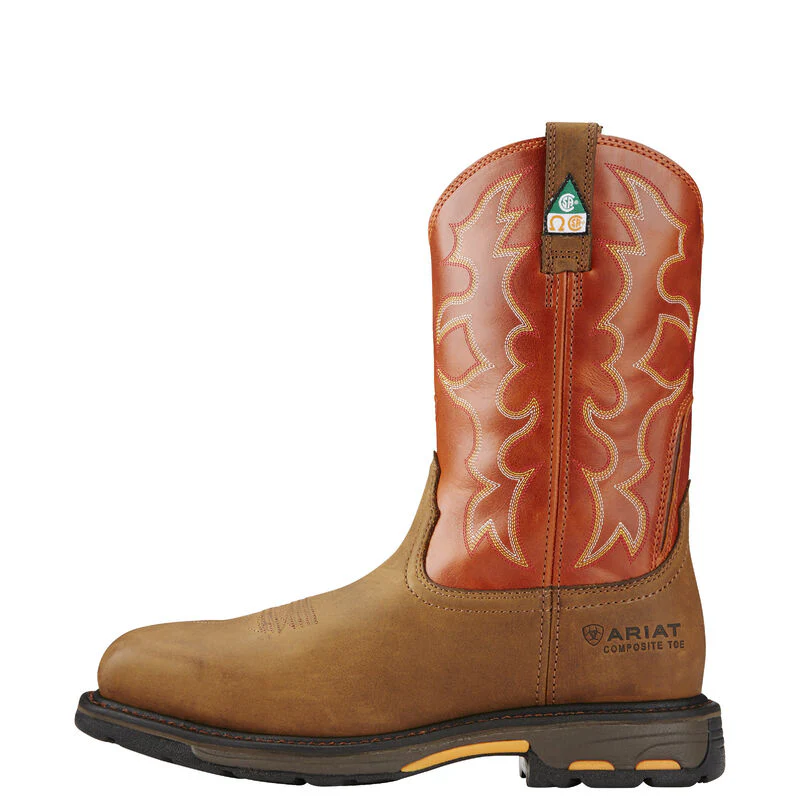 Ariat Men's WorkHog Wide Square Toe CSA Composite Toe Work Boots - Dark Earth - Image 2