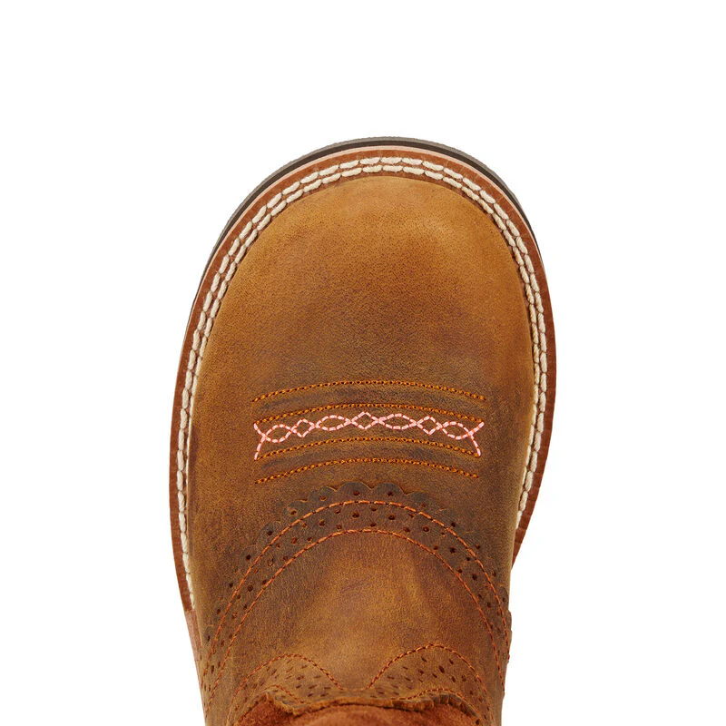 Ariat Girls Youth Fatbaby Cowgirl Western Boots - Powder Brown - Image 4