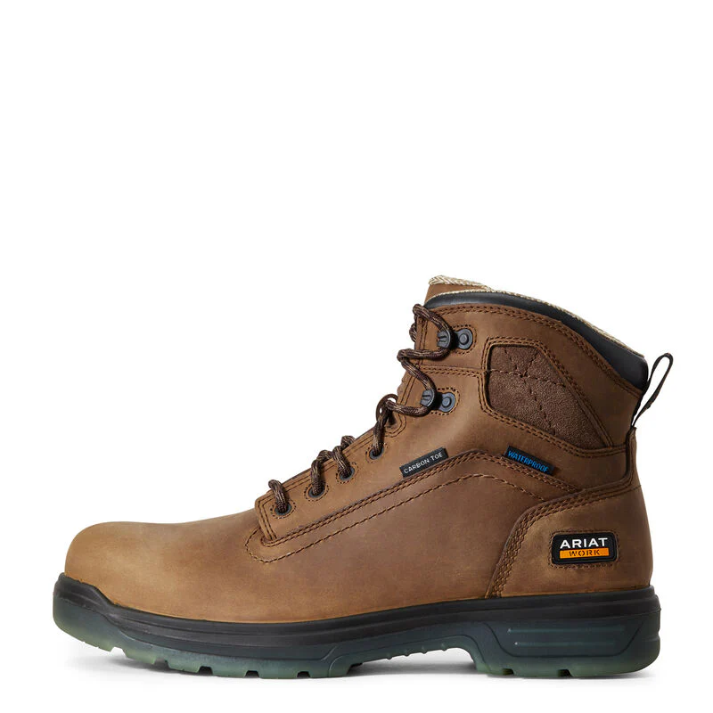 Ariat Mens Turbo 6" H2O CSA Carbon Toe Work Boots - Aged Bark - Image 2