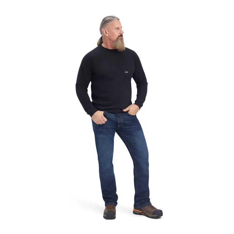Ariat Mens Rebar Cotton Strong LS T-Shirt  Black - Image 3