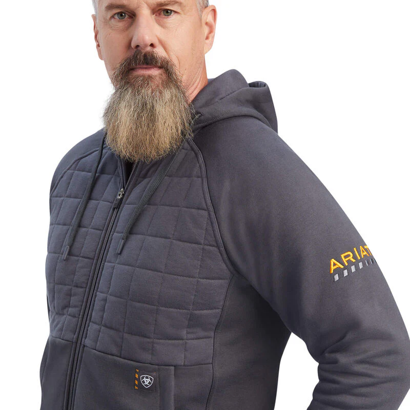 Ariat Mens Rebar Regulator Full Zip Hood Rebar Grey - Image 4