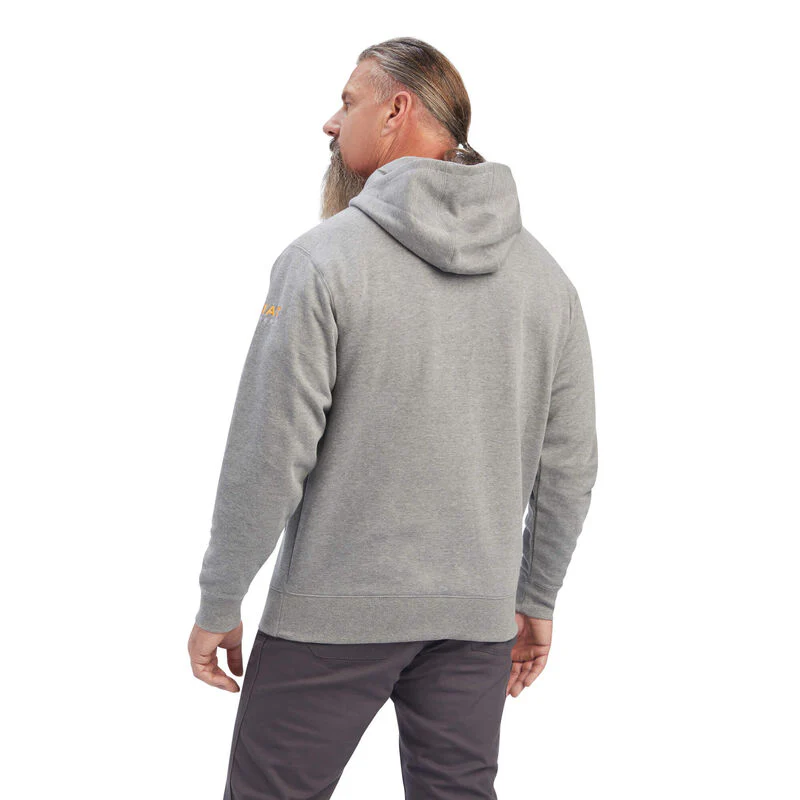 Ariat Mens Rebar Workman Full Zip Hoodie  Heather Grey - Image 2