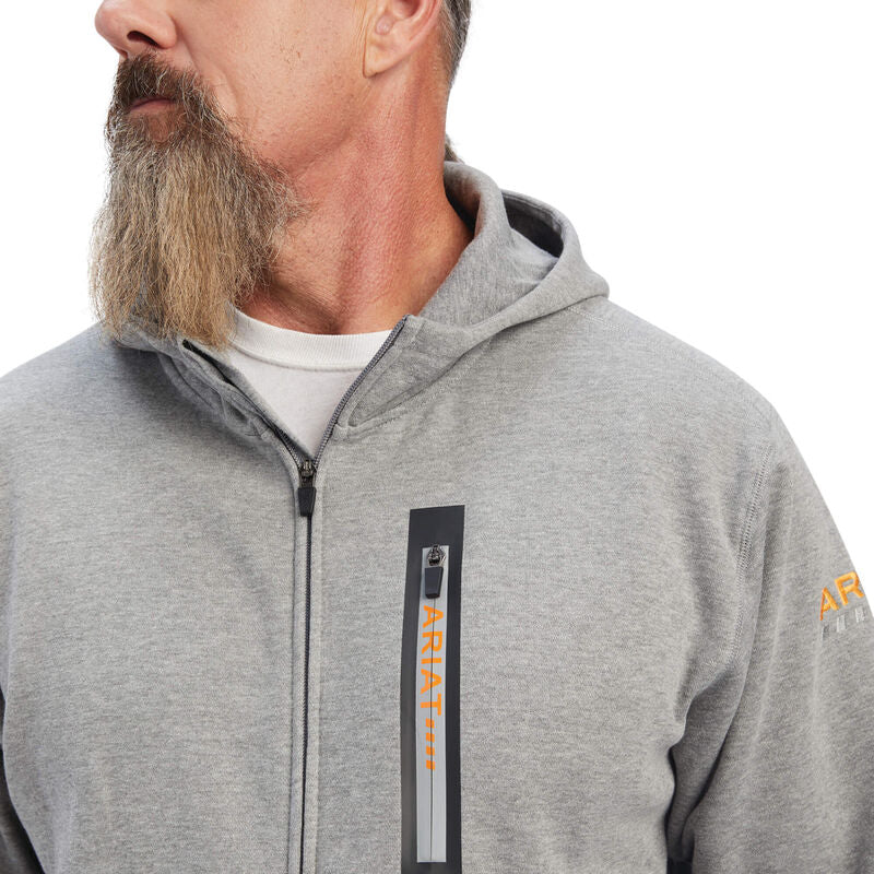 Ariat Mens Rebar Workman Full Zip Hoodie  Heather Grey - Image 4