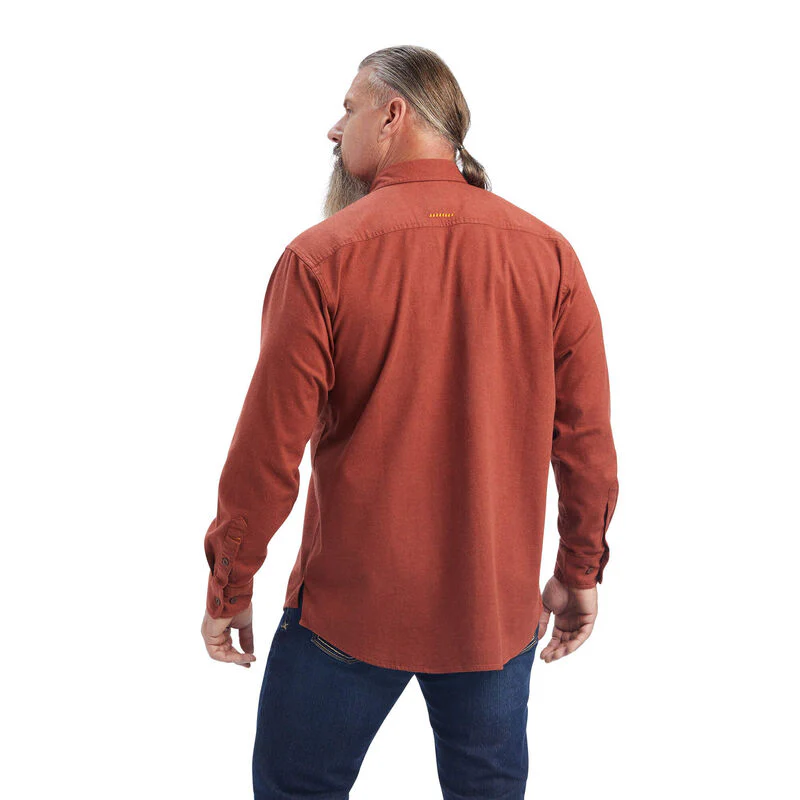 Ariat Men's Rebar Flannel Durastretch Work Shirt - Cherry Mahogany - Image 2