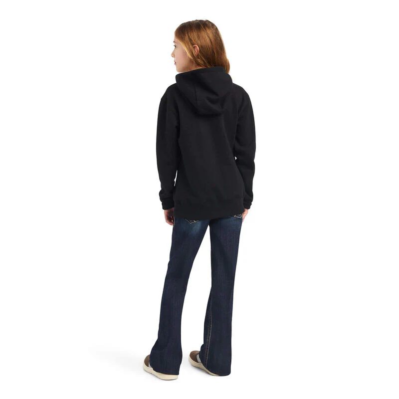 Ariat Girls REAL Glitter Logo Hoodie Black - Image 2