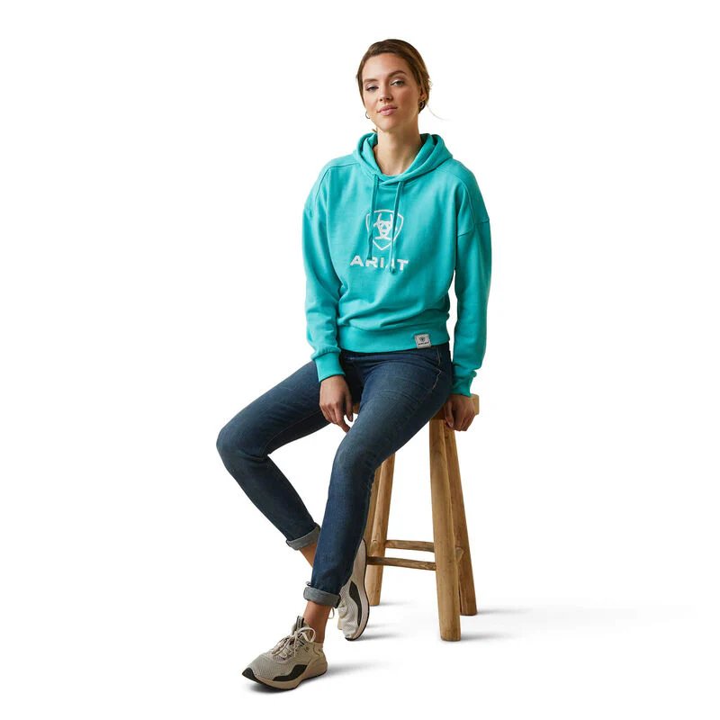 Ariat Women's Just Hoodie - Heather Pool Blue - Image 3