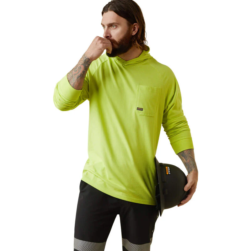 Ariat Mens Rebar Cotton Strong Hoodie T-Shirt - Bright Yellow
