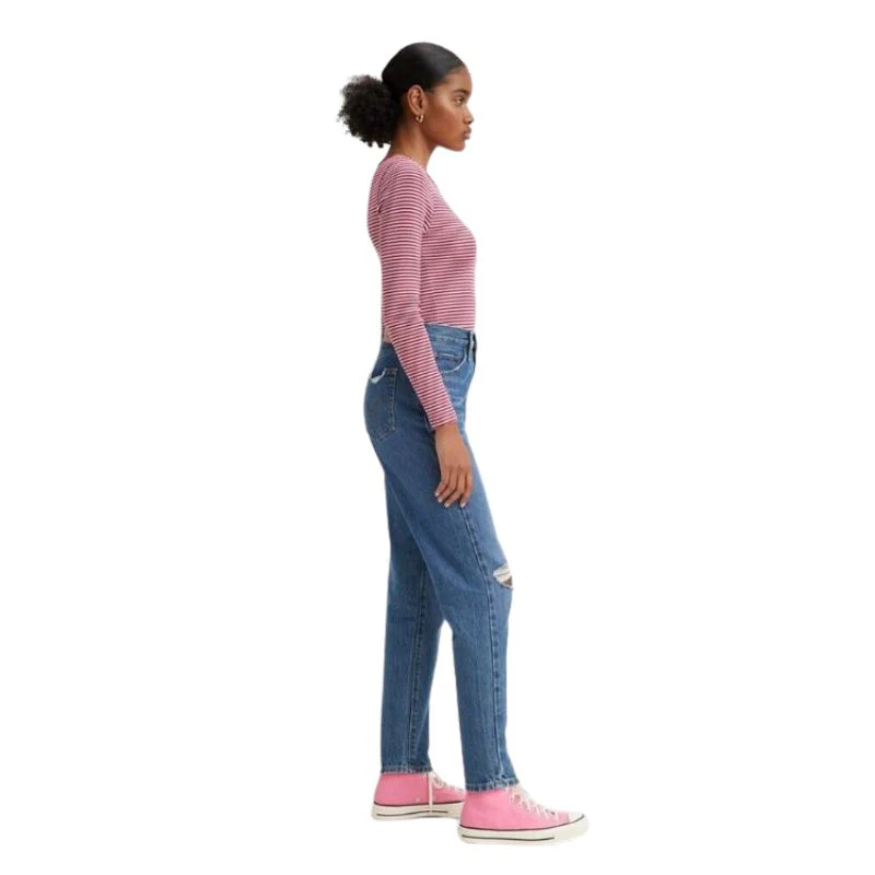 Levi Women's High Rise Mom Jeans - Fun Mom (Mid Wash Deconstructed) - Image 2