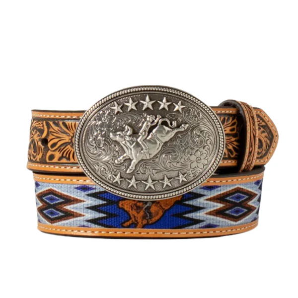 3D Boy's Bullrider  1 1/4" Canvas Inlay Belt- Blue