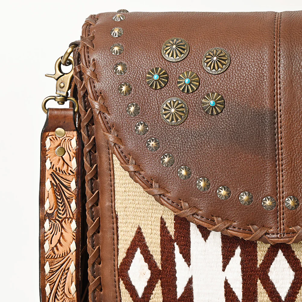 American Darling Crossbody Bag with Fringes - Saddle Blanket - Brown - Image 3
