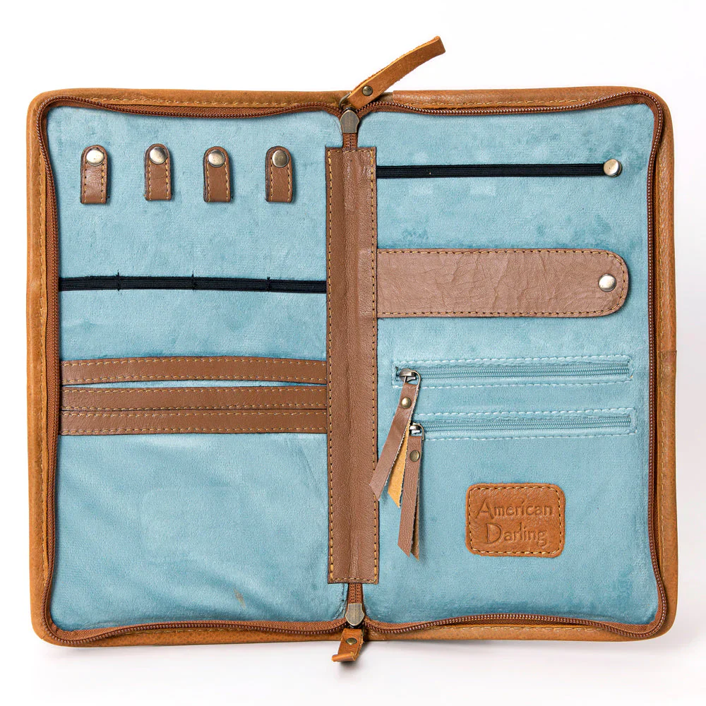 American Darling Hair On Cowhide & Tooled Leather Zip Jewelry Case - Image 2