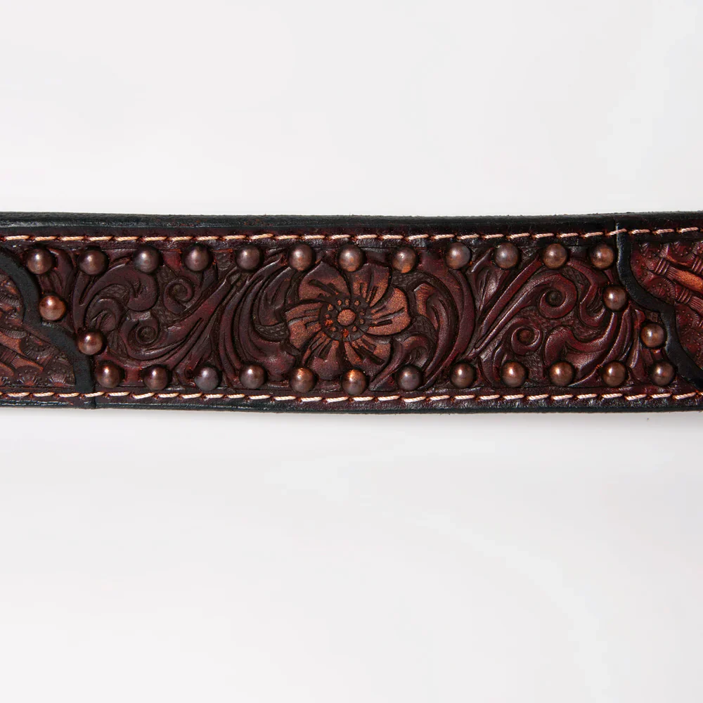 American Darling Tooled Leather Belt - Dark Brown - Image 4