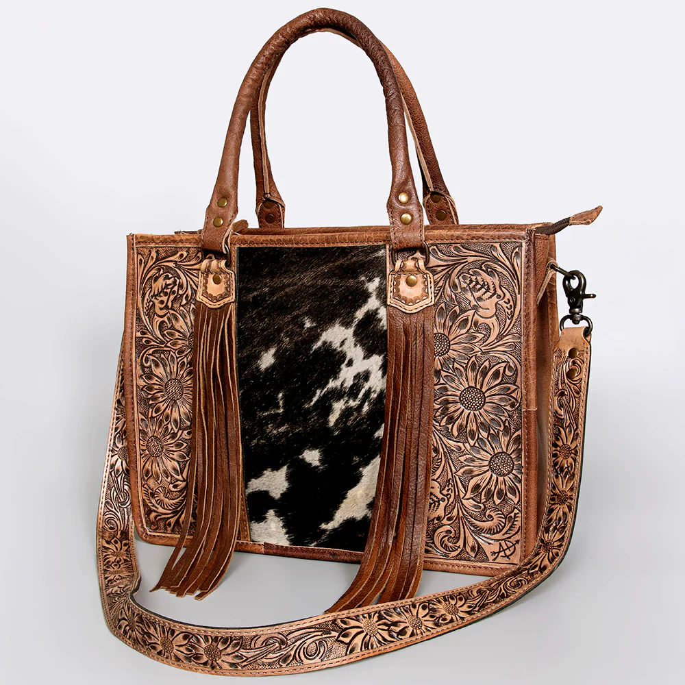 American Darling Western Tote Bag - Handcrafted Hair-On Cowhide & Hand-Tooled Leather - Image 3