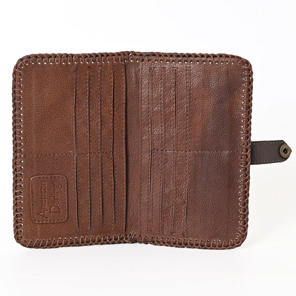American Darling Women's Sunflower Floral Tooled Zip Wallet - Brown - Image 2
