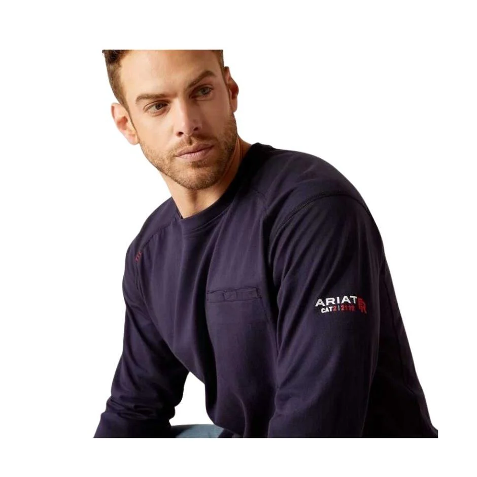 Ariat Men's FR Air True Grit Long Sleeve Shirt - Navy - Image 3