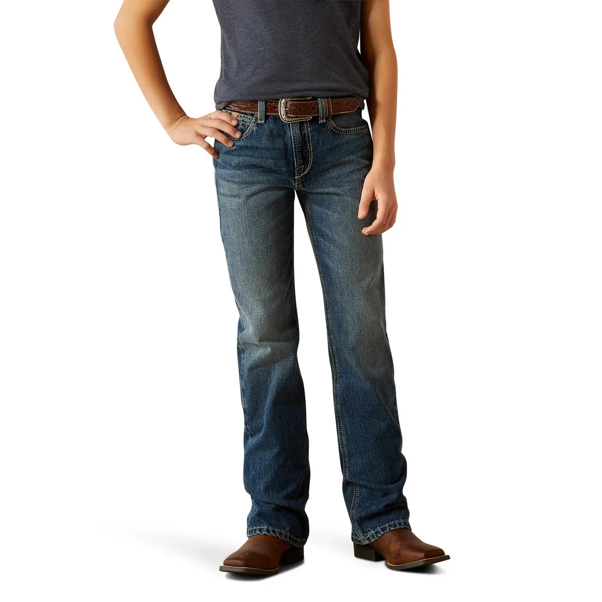 Ariat Boy's B4 Relaxed Kelvin Boot Cut Jeans - Dakota - Image 4