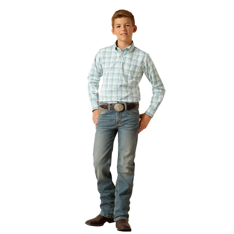 Ariat Boy's Edward Classic Fit Shirt - Dark Blue - Image 2