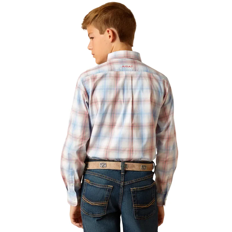 Ariat Boy's Pro Joshua Long Sleeve Shirt - Ceramic Teal - Image 2
