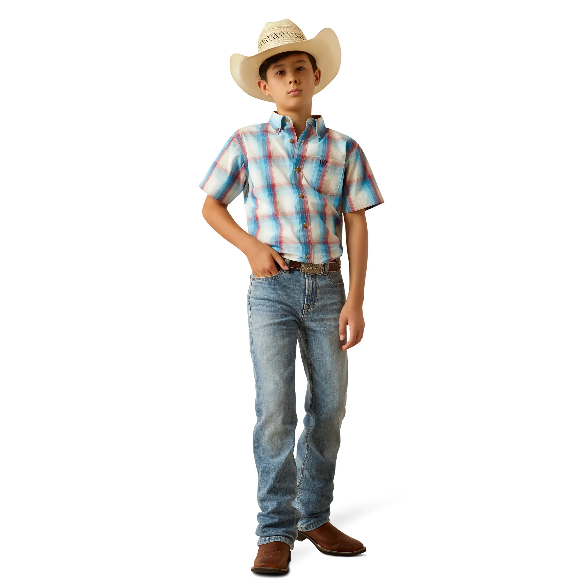 Ariat Boy's Pro Series Sunny Classic Fit Shirt - Blue - Image 4