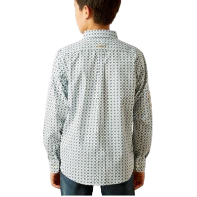Ariat Boy's Team Franklin Classic Fit Shirt - Blue/Brown - Image 2