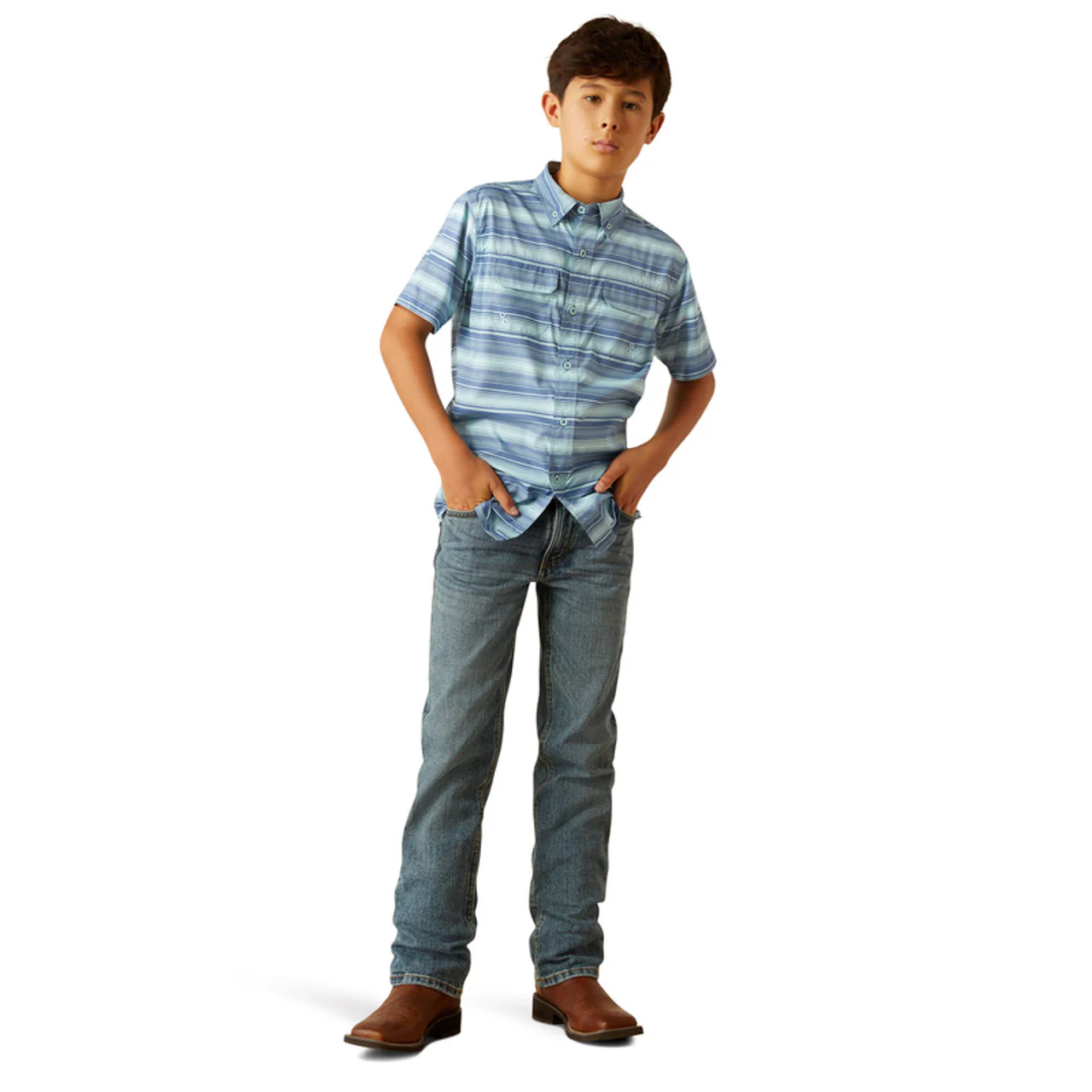 Ariat Boy's VentTEK Outbound Classic Fit Shirt - Blue Raven - Image 5