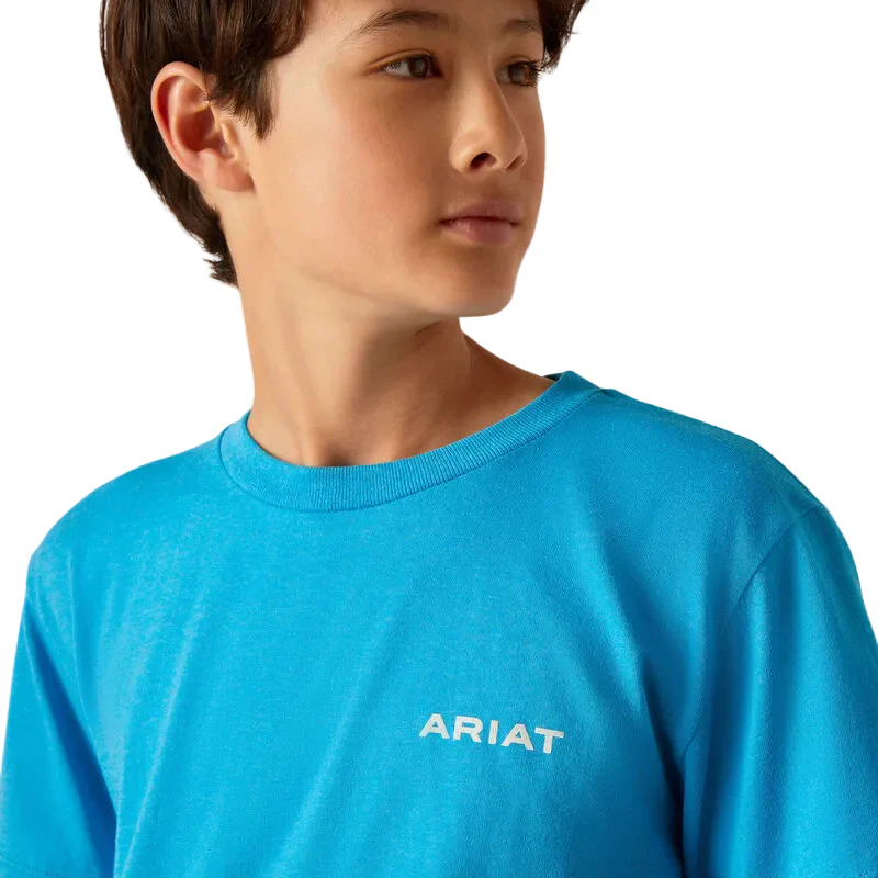 Ariat Boy's Western Wire T-Shirt - Turquoise Heather - Image 4