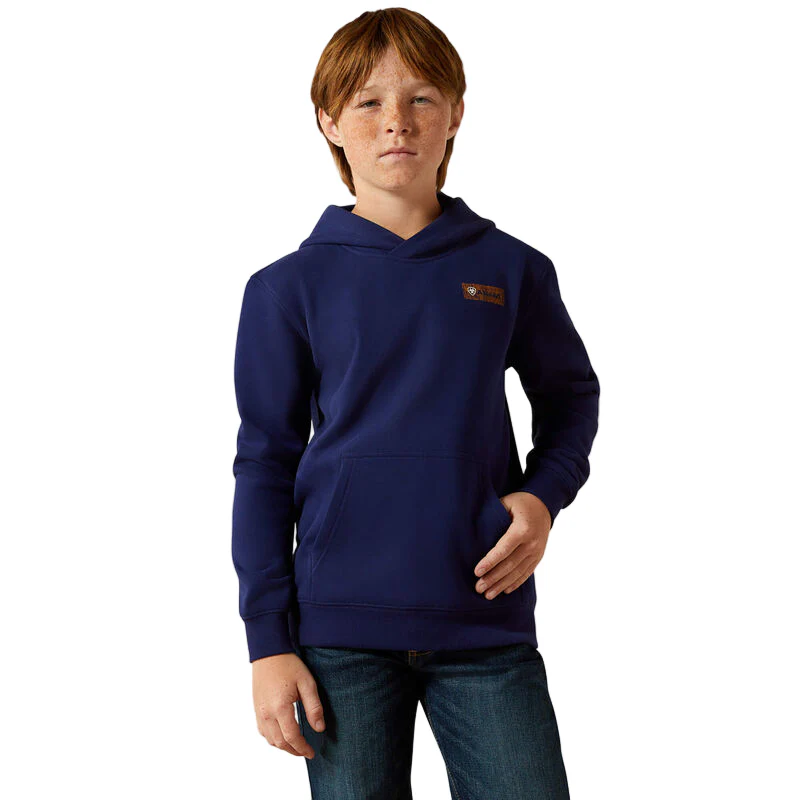 Ariat Boy's Woodshop Stack Hoodie - Navy