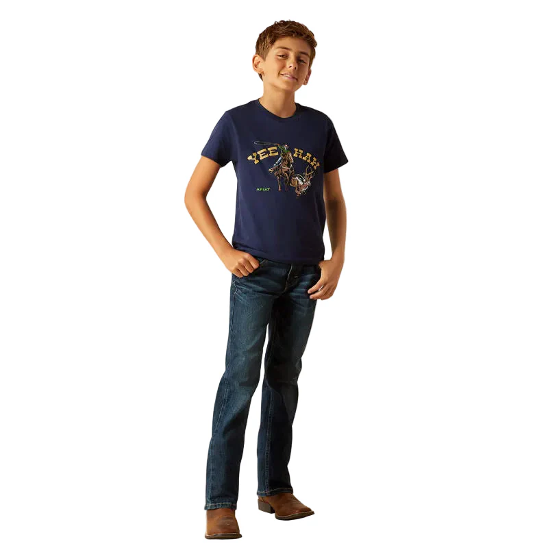 Ariat Boy's Yeehaw T-Shirt - Dark Navy - Image 3