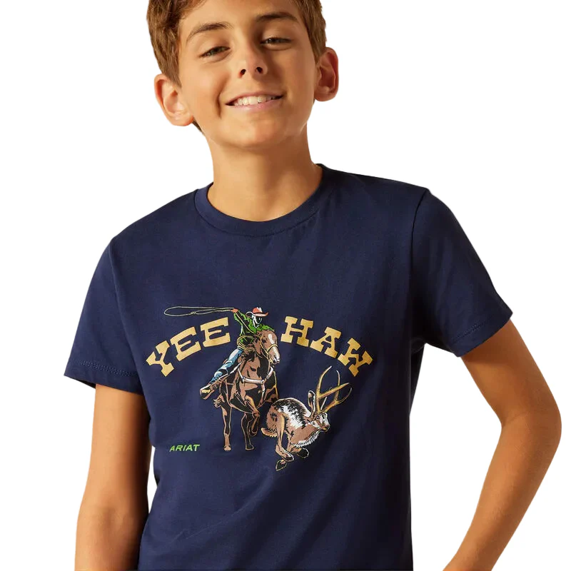 Ariat Boy's Yeehaw T-Shirt - Dark Navy - Image 4