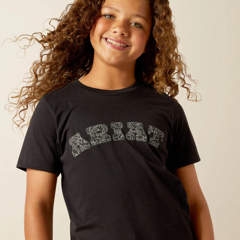 Ariat Girl's Ariat Boot Stitch Logo Tee Shirt- Black - Image 4