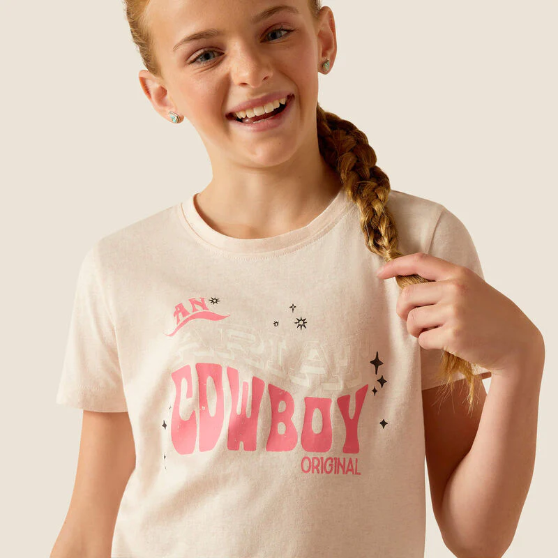 Ariat Girl's Cowboy T-Shirt - Pink Heather - Image 4