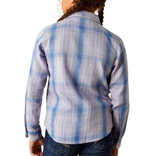 Ariat Girl's Anna Snap Long Sleeve Shirt - Sweet Lavender Plaid - Image 2