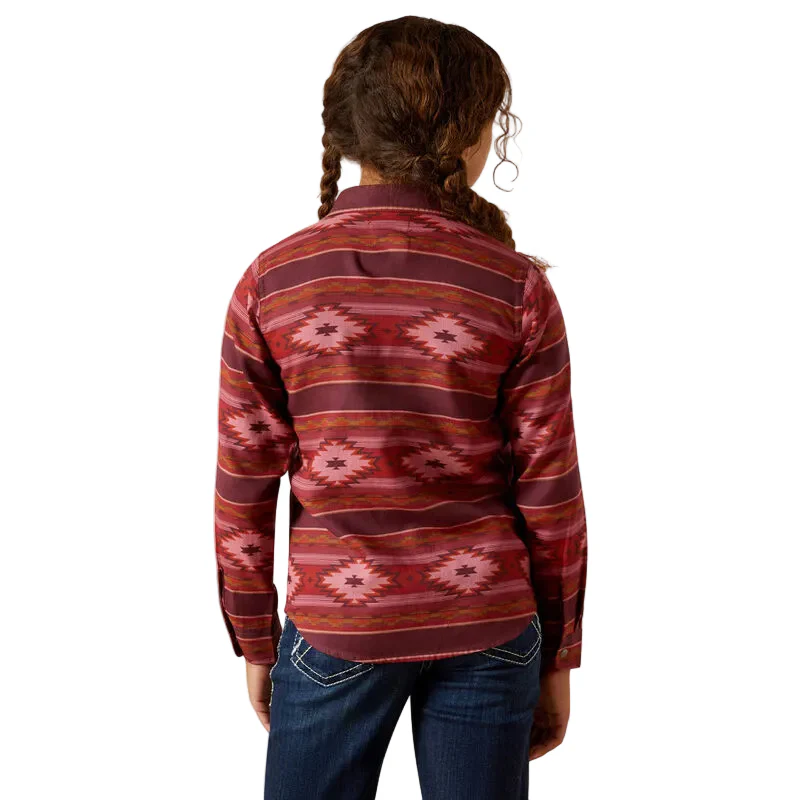 Ariat Girl's Long Sleeve Western Jewel Shirt - Rosa Southwest - Image 2