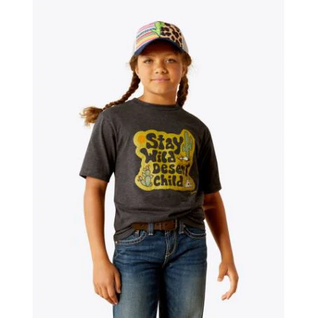 Ariat Girl's Short Sleeve Desert Child Tee Shirt- Charcoal Heather