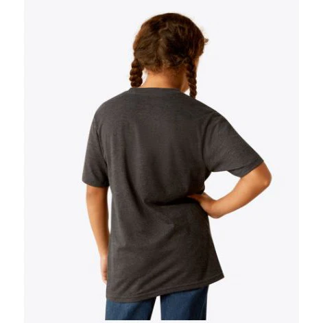 Ariat Girl's Short Sleeve Desert Child Tee Shirt- Charcoal Heather - Image 2
