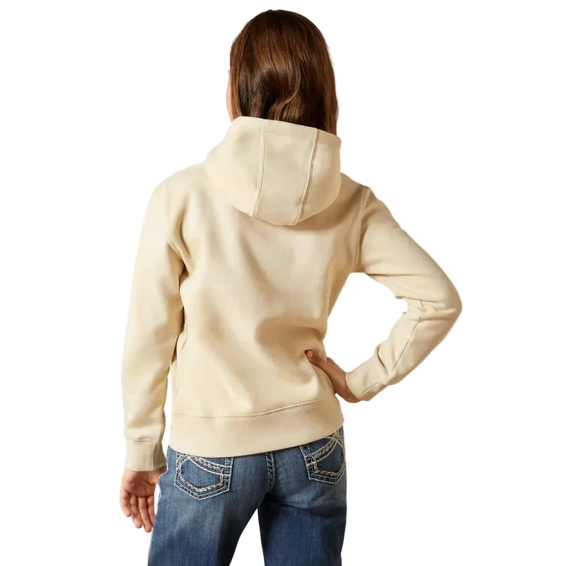Ariat Girl's Western Blocks Long Sleeve Hoodie - Oyster Grey - Image 2