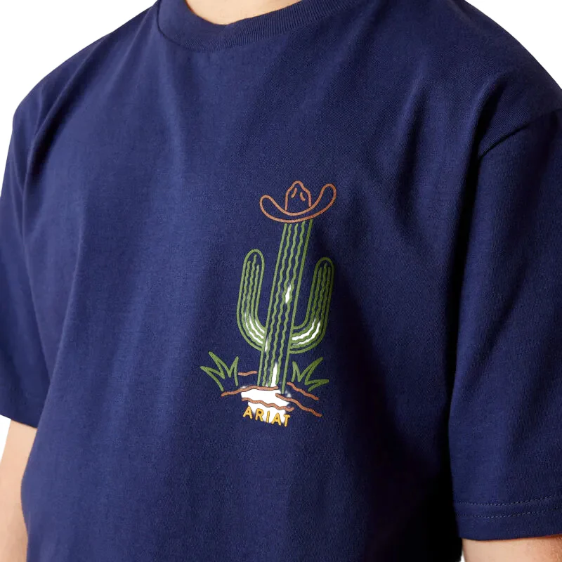 Ariat Boy's Neon Cactus Short Sleeve Tee-Shirt - Medieval Blue - Image 3