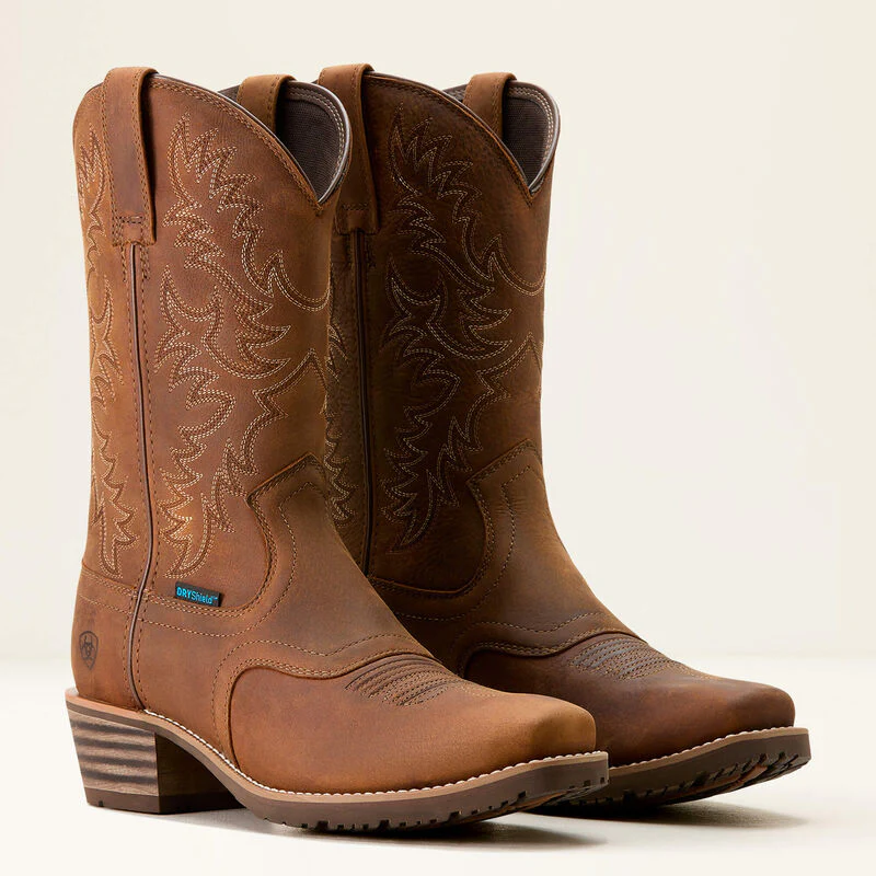Ariat Men's Hybrid Roughstock Square Toe Waterproof Cowboy Boot - Status Brown - Image 6