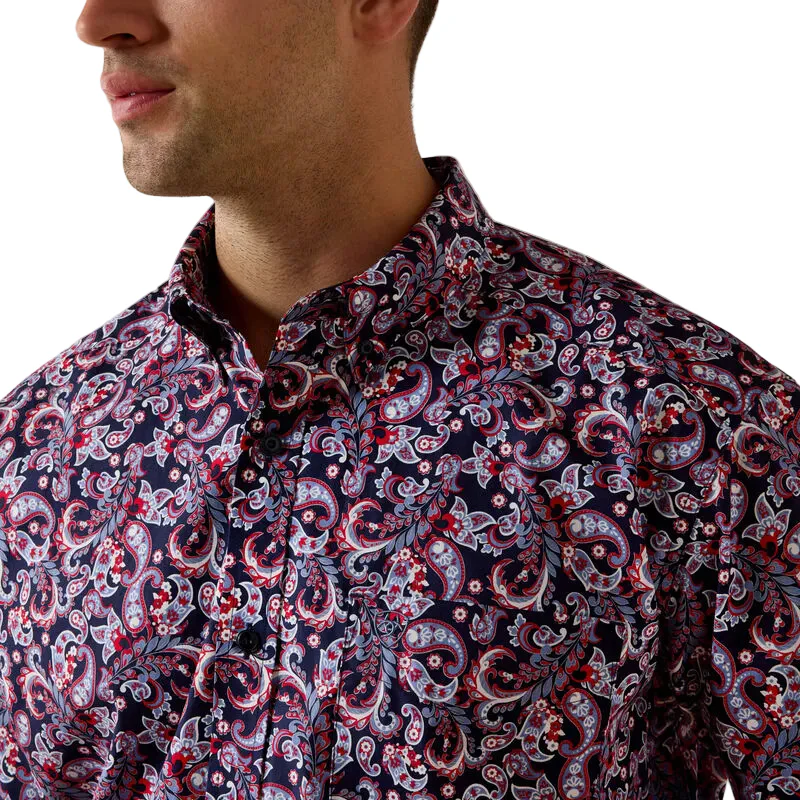 Ariat Men's Bennie Classic Fit Short Sleeve Shirt - Evening Blue Paisley Print - Image 3