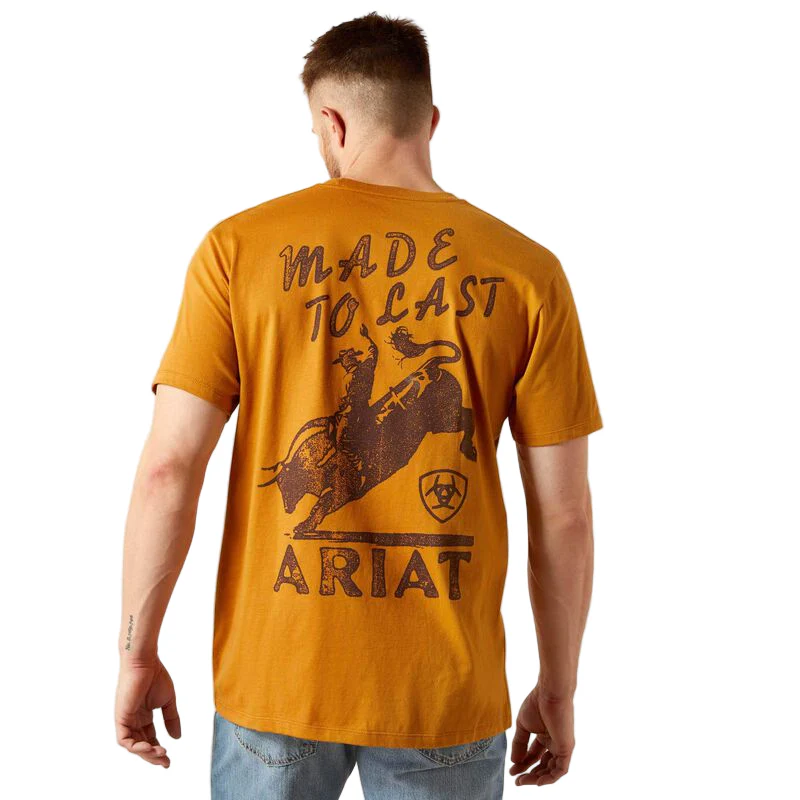 Ariat Men's Big Bull Rider Short Sleeve Tee Shirt - Bone Brown - Image 2