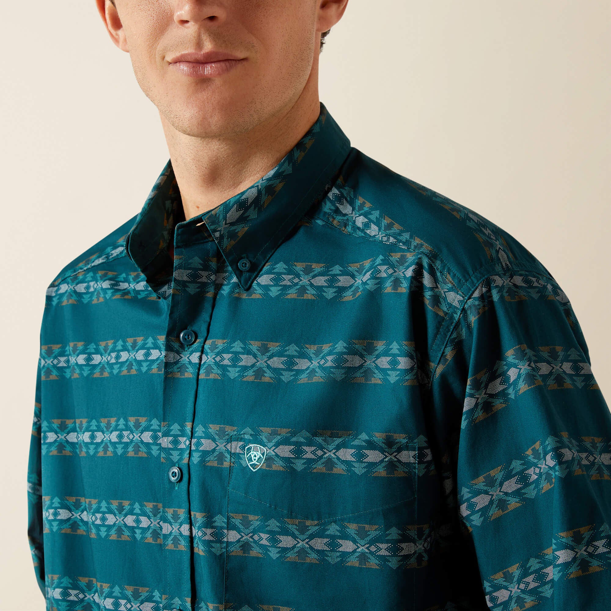 Ariat Men's Brando Classic Long Sleeve Fit Shirt - Teal - Image 3