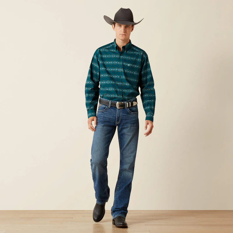 Ariat Men's Brando Classic Long Sleeve Fit Shirt - Teal - Image 4