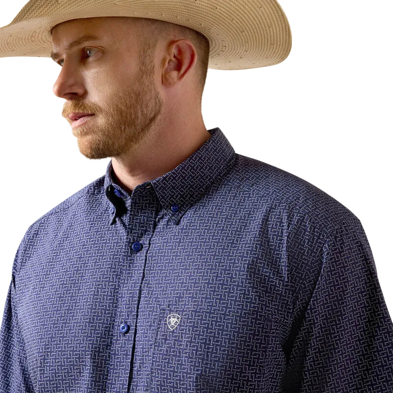 Ariat Men's Brogan Classic Fit Short Sleeve Shirt - Patriot Blue - Image 3