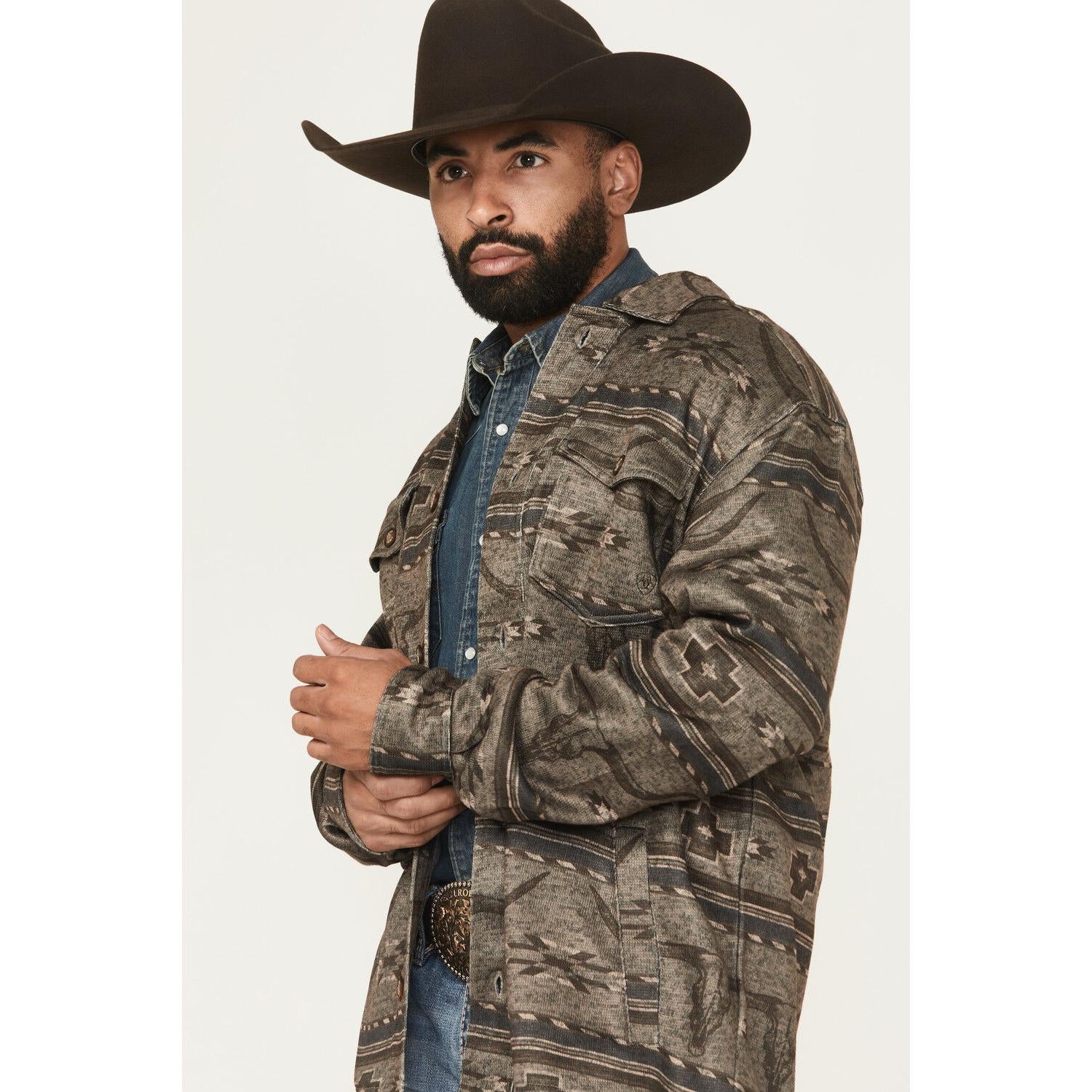 Ariat Men's Caldwell Printed Shirt Jacket- Beige - Image 3