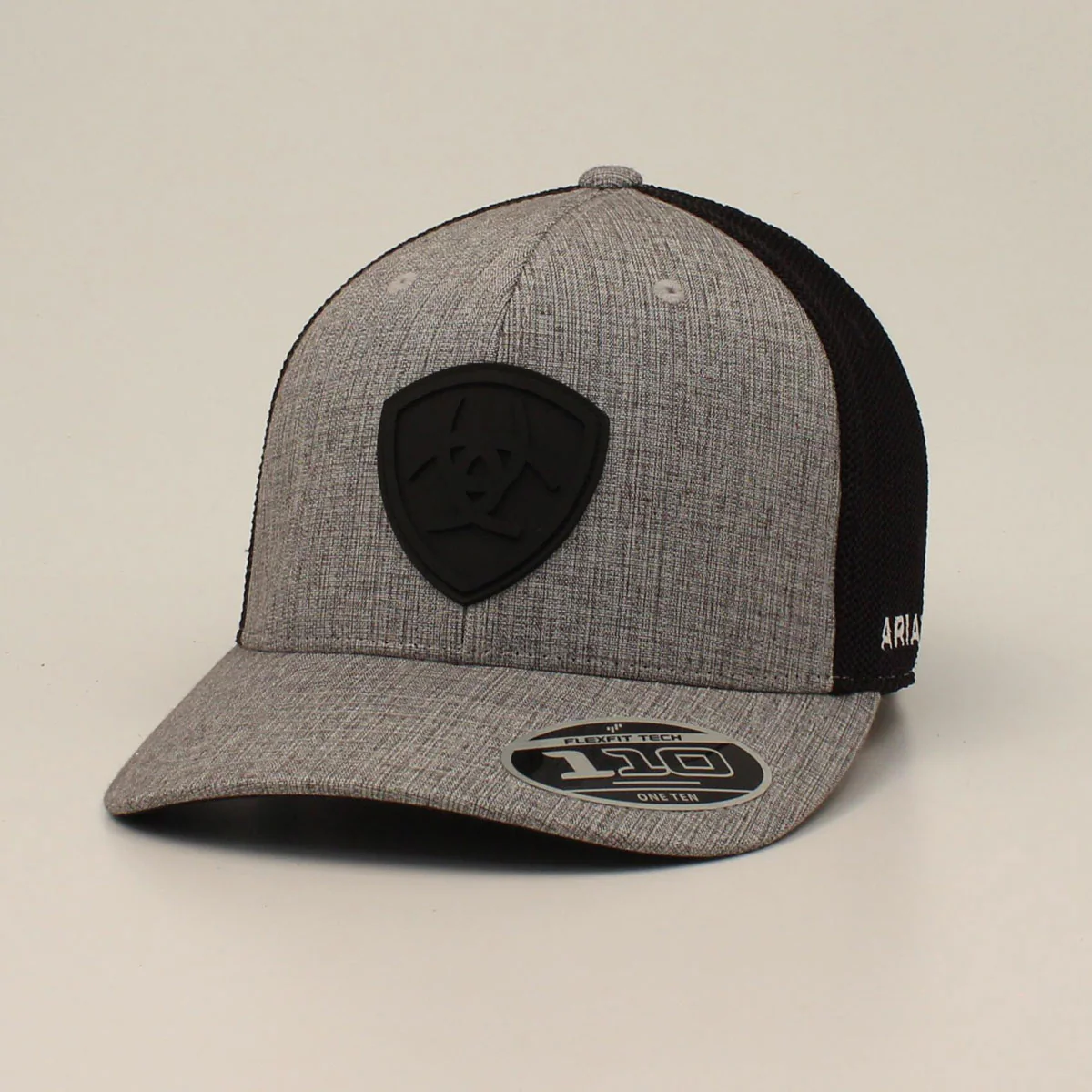 Ariat Men's Flexfit 110 Cap - Charcoal w/Rubber Shield Logo Patch