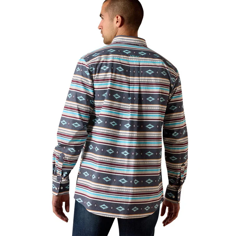 Ariat Men's Long Sleeve  Casual Southwest Stripe Shirt- Maui Blue - Image 2
