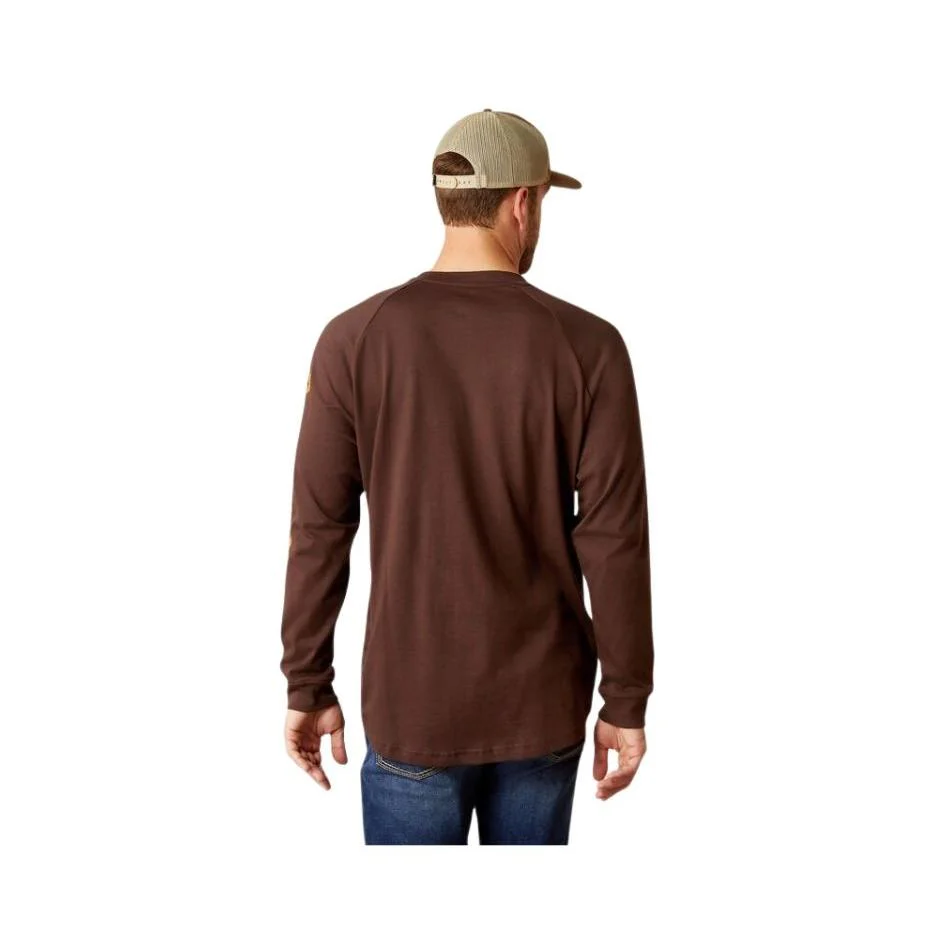 Ariat Men's Long Sleeve Rebar Cotton Strong Graphic Tee Shirt - Coffee Bean/ Golden Brown - Image 3