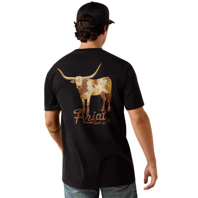 Ariat Men's Cowmooflage Short Sleeve Tee Shirt - Black - Image 2