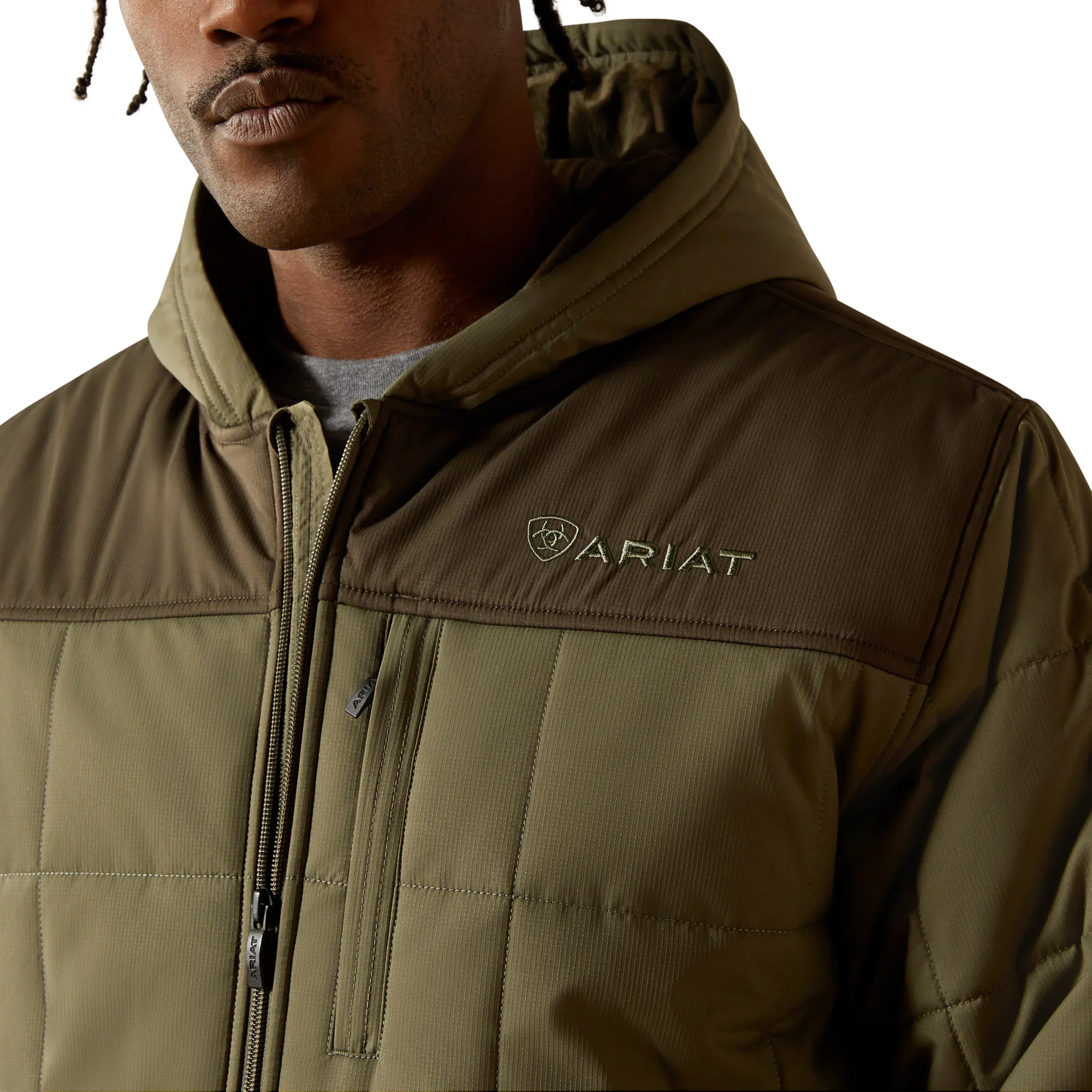 Ariat Men's Crius Hooded Insulated Jacket - Green/Dark Green - Image 3